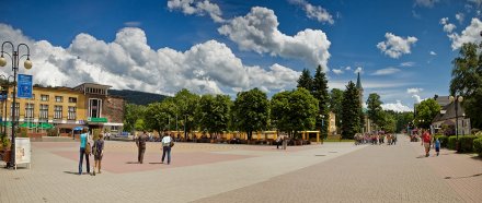 The centre of the town in summer